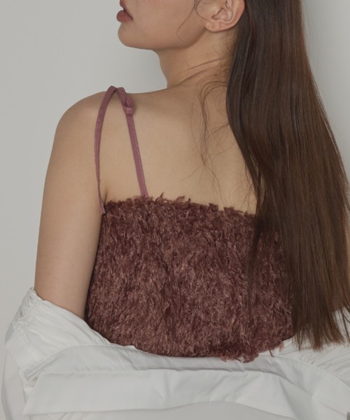 セール】肩リボンフェザーフリンジビスチェ（キャミソール）｜paravion