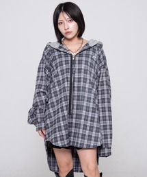 『OY/オーワイ』 S.L CHECK ZIPPER HOODIE SHIRTS/チェックジップフーディーシャツ
