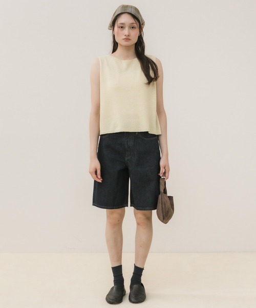 HEILIS(ヘイリス)の「クロップド丈ノースリーブニットトップス/ 秋服 ニット ノースリ 韓国 ニット 短丈 コンパクト(タンクトップ・レディース・ピンク/ライトイエロー/ブラック・FREE)」の20枚目の写真
