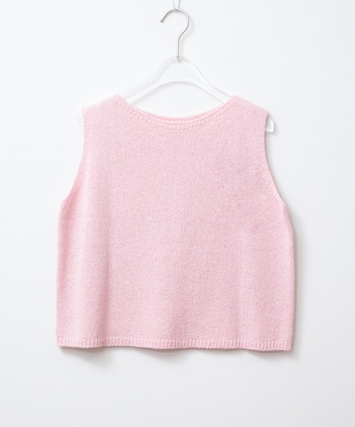 CFCL FLUTED ノースリーブ ニット ピンク クロップド丈ノースリーブニットトップス/ 春服 夏服 ニット