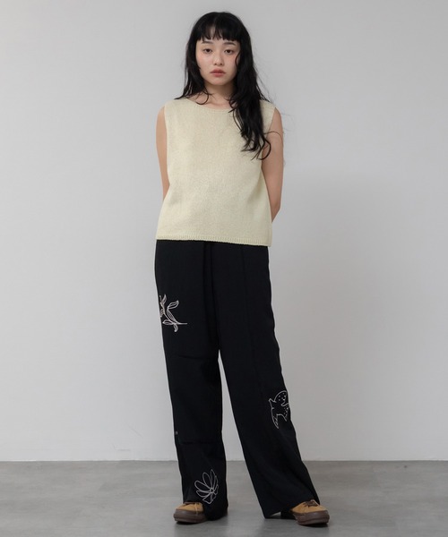 HEILIS(ヘイリス)の「クロップド丈ノースリーブニットトップス/ 秋服 ニット ノースリ 韓国 ニット 短丈 コンパクト(タンクトップ・レディース・ピンク/ライトイエロー/ブラック・FREE)」の7枚目の写真