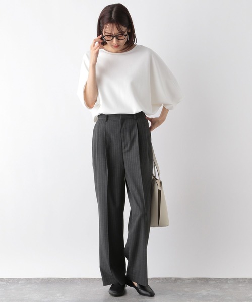 GLOBAL WORK（グローバルワーク）の「なめらかタッチドルマン/115495（Tシャツ/カットソー・レディース・モカ/ダークブルー/アイボリー/ブラック・FREE）」の7枚目の写真