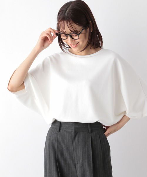 GLOBAL WORK（グローバルワーク）の「なめらかタッチドルマン/115495（Tシャツ/カットソー・レディース・モカ/ダークブルー/アイボリー/ブラック・FREE）」の9枚目の写真