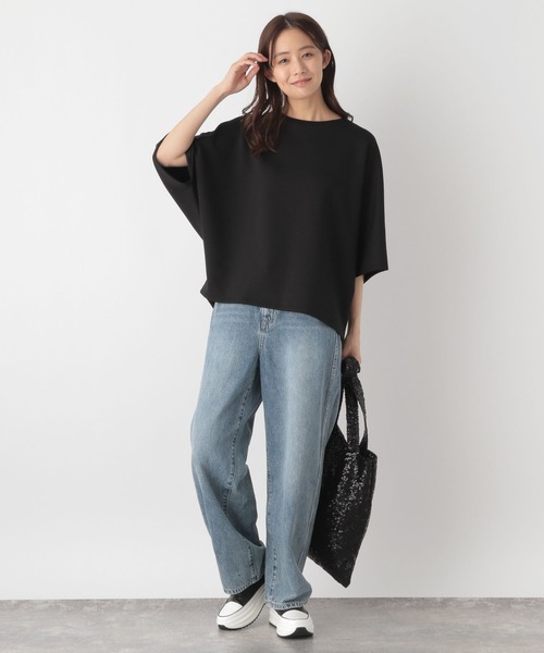 GLOBAL WORK（グローバルワーク）の「なめらかタッチドルマン/115495（Tシャツ/カットソー・レディース・モカ/ダークブルー/アイボリー/ブラック・FREE）」の11枚目の写真