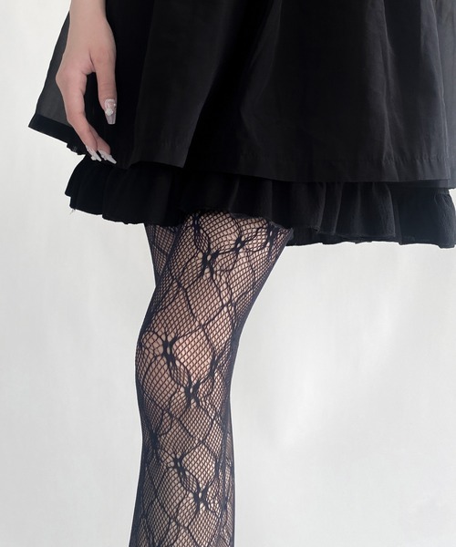 ゆ様　nodress リボン付きレースタイツ　黒 ゆ様 nodress リボン付きレースタイツ 黒 レースリボンタイツ