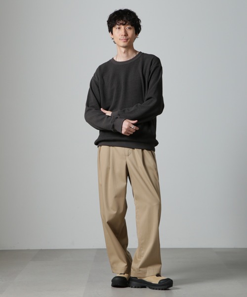 NANO universe（ナノユニバース）の「テックワッフルクルーネックTシャツ 長袖（Tシャツ/カットソー・メンズ・グレー/カーキ/スミクロ・L/M）」の11枚目の写真