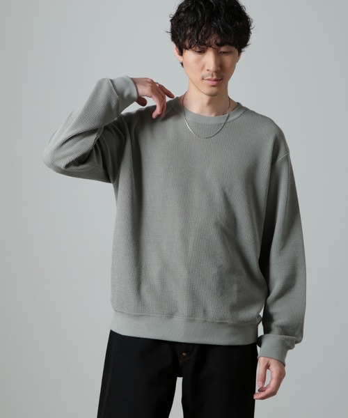 NANO universe（ナノユニバース）の「テックワッフルクルーネックTシャツ 長袖（Tシャツ/カットソー・メンズ・グレー/カーキ/スミクロ・L/M）」の12枚目の写真