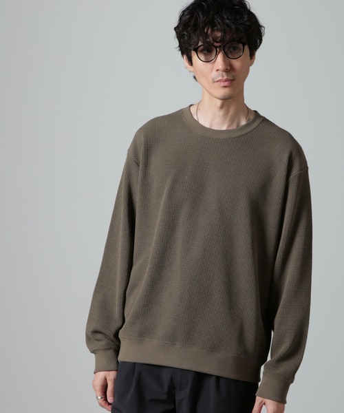 NANO universe（ナノユニバース）の「テックワッフルクルーネックTシャツ 長袖（Tシャツ/カットソー・メンズ・グレー/カーキ/スミクロ・L/M）」の20枚目の写真
