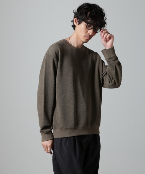 NANO universe（ナノユニバース）の「テックワッフルクルーネックTシャツ 長袖（Tシャツ/カットソー・メンズ・グレー/カーキ/スミクロ・L/M）」の21枚目の写真