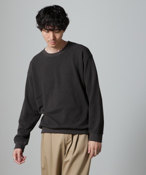 NANO universe（ナノユニバース）の「テックワッフルクルーネックTシャツ 長袖（Tシャツ/カットソー・メンズ・グレー/カーキ/スミクロ・L/M）」の5枚目の写真