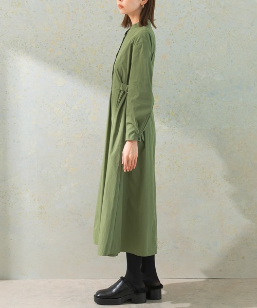 セール】ハイネックサイドベルトシャツワンピース（ワンピース