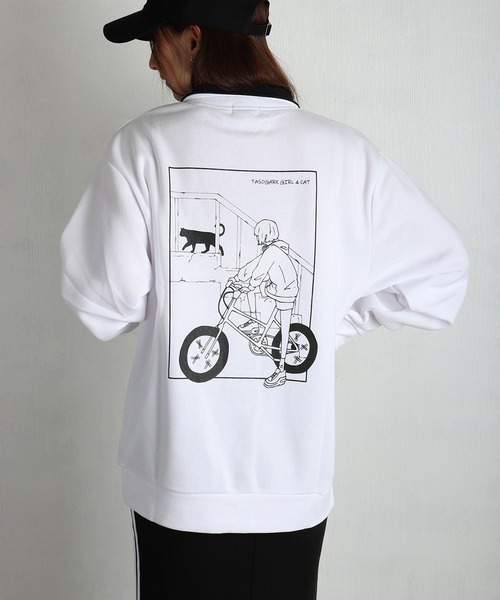 WESTSEA(ウエストシー)の「TASOGARE GIRLS & CAT ストレッチ 裏起毛 ハーフZIP(スウェット・メンズ・ブラック系その他/グレイッシュベージュ/ブラック/ネイビー/ホワイト系その他/ホワイト・L/M)」の2枚目の写真