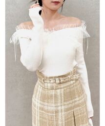 dazzlin | リボンチュールオフショルニットトップス(ニット/セーター)