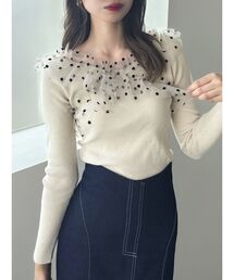 dazzlin | リボンチュールオフショルニットトップス(ニット/セーター)