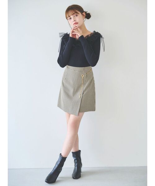 dazzlin(ダズリン)の「リボンチュールオフショルニットトップス(ニット/セーター・レディース・グレー/ブラック/その他/その他2/ピンク/オフホワイト・FREE)」の10枚目の写真