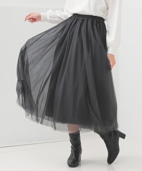 Honeys（ハニーズ）の「チュールスカート（スカート・レディース・ブラック/チャコール/アイボリー・LL/S/M/L）」の9枚目の写真