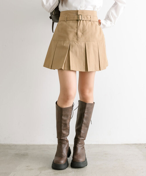 OLIVE des OLIVE(オリーブデオリーブ)の「ベルト付きボックスプリーツミニスカート(スカート・レディース・ブラウン系その他/ブラック系その他/キャメル/チェック・FREE)」の18枚目の写真