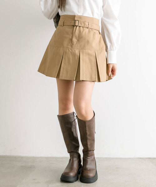 OLIVE des OLIVE(オリーブデオリーブ)の「ベルト付きボックスプリーツミニスカート(スカート・レディース・ブラウン系その他/ブラック系その他/キャメル/チェック・FREE)」の19枚目の写真