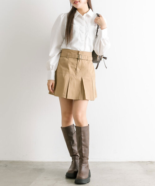 OLIVE des OLIVE(オリーブデオリーブ)の「ベルト付きボックスプリーツミニスカート(スカート・レディース・ブラウン系その他/ブラック系その他/キャメル/チェック・FREE)」の20枚目の写真