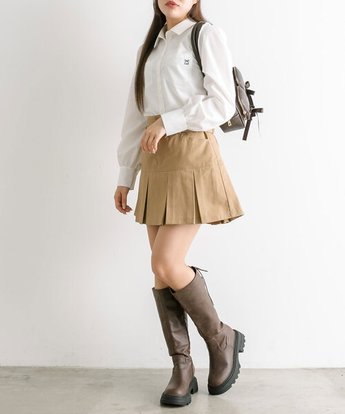 OLIVE des OLIVE(オリーブデオリーブ)の「ベルト付きボックスプリーツミニスカート(スカート・レディース・ブラウン系その他/ブラック系その他/キャメル/チェック・FREE)」の21枚目の写真