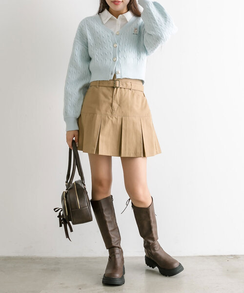 OLIVE des OLIVE(オリーブデオリーブ)の「ベルト付きボックスプリーツミニスカート(スカート・レディース・ブラウン系その他/ブラック系その他/キャメル/チェック・FREE)」の22枚目の写真