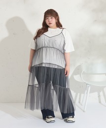 【大きいサイズ】2WAYチュールキャミレイヤードワンピース