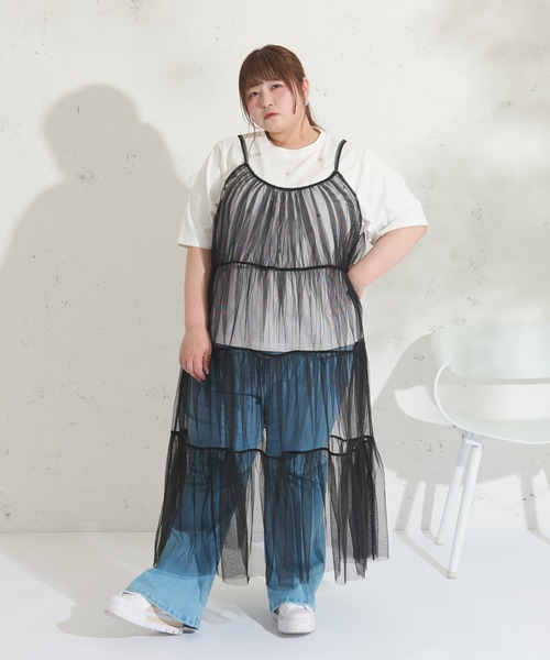 新品未使用タグ付きLouiosy ルオシー アシメデザインキャミワンピース Louiosy ワンピース 「大きいサイズ」アシンメトリーデザイン