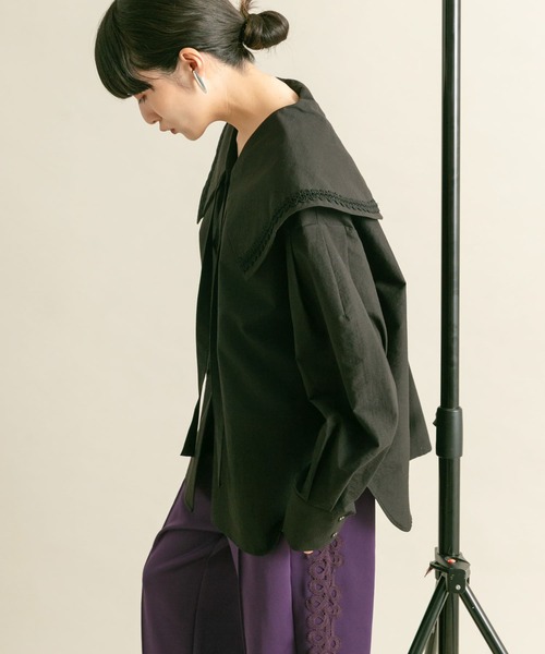 KBF（ケイビーエフ）の「ブレードBIGカラーシャツ（シャツ/ブラウス・レディース・オフホワイト/ブラック・ONE）」の12枚目の写真