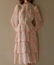 Print ruffle tiered dress プリントラッフルティアードワンピース