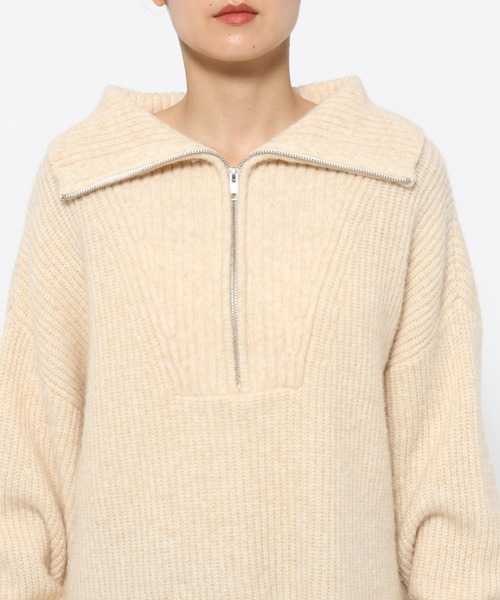 LOWRYS FARM（ローリーズファーム）の「ハイＺＩＰプルオーバーニットＬＳ　205994（ニット/セーター・レディース・アイボリー/ベージュ/オレンジ・FREE）」の5枚目の写真