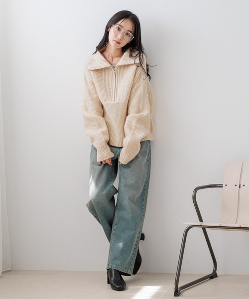 セール】ハイZIPプルオーバーニットLS 205994（ニット/セーター