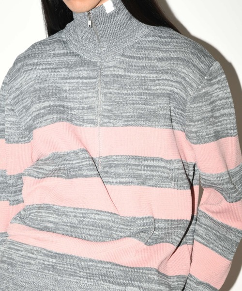 SUPERTHANKS(スーパーサンクス)の「ボーダーハーフジップニットカットソー/Glitter mix harfzip border knit(Tシャツ/カットソー・メンズ・グレー/ブラック/ベージュ・S/M/L)」の20枚目の写真