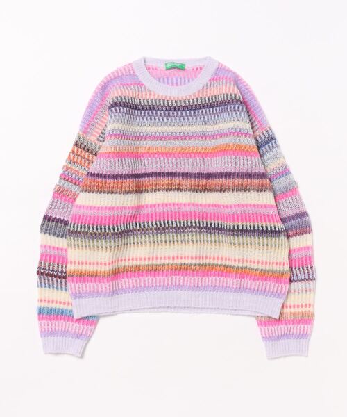 BENETTON (UNITED COLORS OF BENETTON)(ベネトンユナイテッドカラーズオブベネトン)の「キッズカラフルボーダー柄長袖ニット・セーターG(ニット/セーター・キッズ・ピンク系その他・LARGE/SMALL/MEDIUM/X-LARGE)」の5枚目の写真