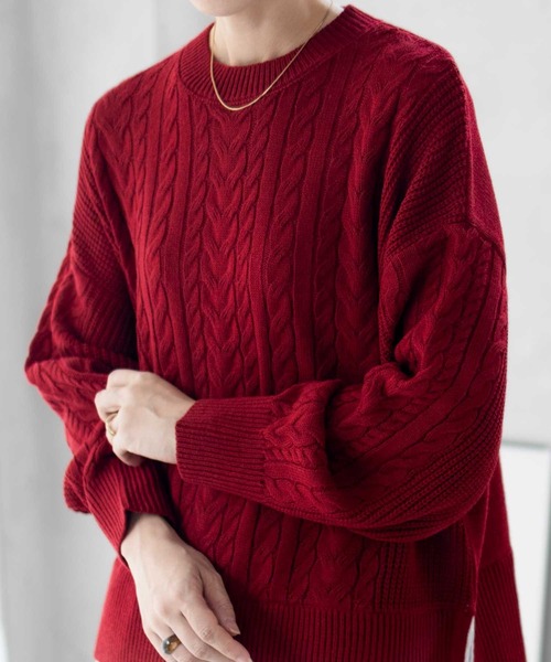 NAVY(ネイビー)の「nAvy 洗えるニット フェイクレイヤードプルオーバー(ニット/セーター・レディース・レッド系その他/ロイヤルブルー/ブラック/杢グレー・フリー)」の4枚目の写真