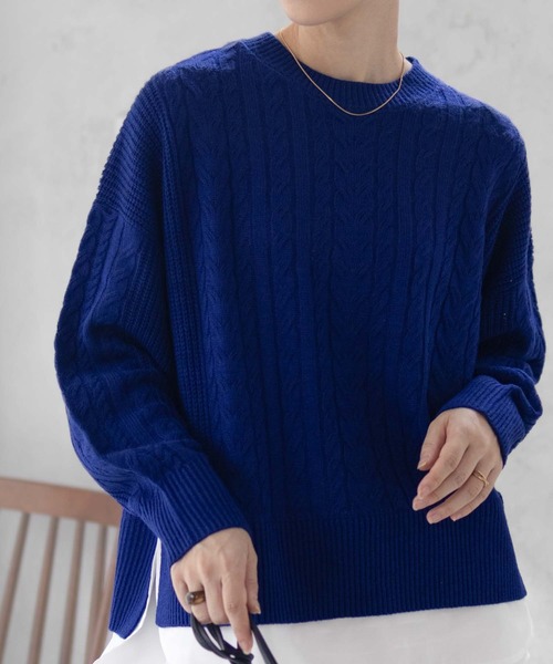 NAVY(ネイビー)の「nAvy 洗えるニット フェイクレイヤードプルオーバー(ニット/セーター・レディース・レッド系その他/ロイヤルブルー/ブラック/杢グレー・フリー)」の3枚目の写真