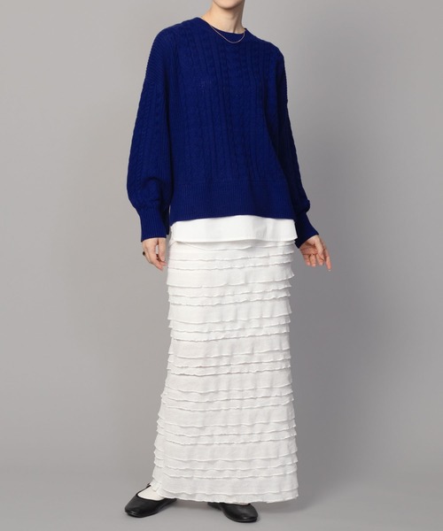 NAVY(ネイビー)の「nAvy 洗えるニット フェイクレイヤードプルオーバー(ニット/セーター・レディース・レッド系その他/ロイヤルブルー/ブラック/杢グレー・フリー)」の6枚目の写真