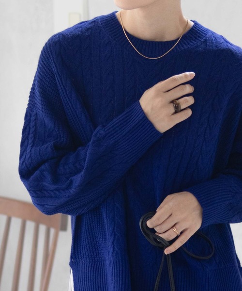 NAVY(ネイビー)の「nAvy 洗えるニット フェイクレイヤードプルオーバー(ニット/セーター・レディース・レッド系その他/ロイヤルブルー/ブラック/杢グレー・フリー)」の7枚目の写真