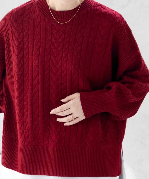 NAVY(ネイビー)の「nAvy 洗えるニット フェイクレイヤードプルオーバー(ニット/セーター・レディース・レッド系その他/ロイヤルブルー/ブラック/杢グレー・フリー)」の9枚目の写真