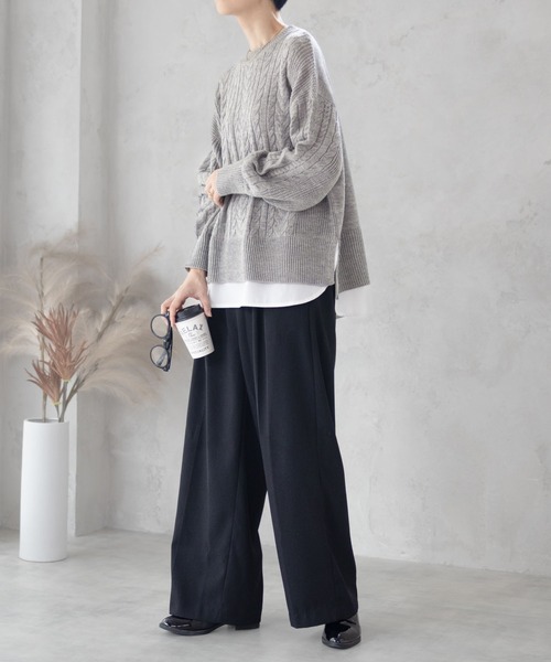 NAVY(ネイビー)の「nAvy 洗えるニット フェイクレイヤードプルオーバー(ニット/セーター・レディース・レッド系その他/ロイヤルブルー/ブラック/杢グレー・フリー)」の22枚目の写真