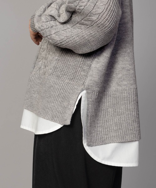NAVY(ネイビー)の「nAvy 洗えるニット フェイクレイヤードプルオーバー(ニット/セーター・レディース・レッド系その他/ロイヤルブルー/ブラック/杢グレー・フリー)」の12枚目の写真