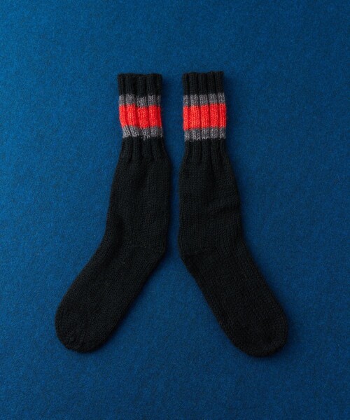 FREAK'S STORE(フリークスストア)の「HAND KNIT SOCKS(ソックス/靴下・メンズ・ネイビー/ブラック/サックスブルー・ONE SIZE)」の2枚目の写真