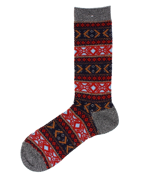 ANONYMOUSISM（アノニマスイズム）の「ANONYMOUS ISM: ウール ジャガード クルーソックス（ソックス/靴下・メンズ・グレー/ダークグレー/ブラウン/ネイビー・ONE SIZE）」の2枚目の写真