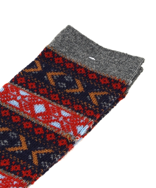 ANONYMOUSISM（アノニマスイズム）の「ANONYMOUS ISM: ウール ジャガード クルーソックス（ソックス/靴下・メンズ・グレー/ダークグレー/ブラウン/ネイビー・ONE SIZE）」の5枚目の写真