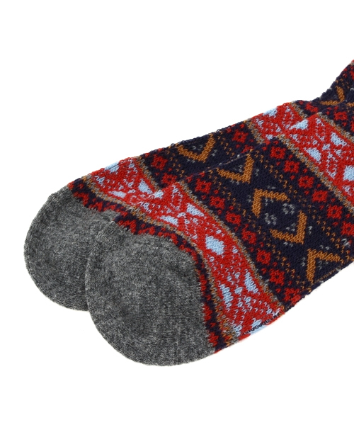 ANONYMOUSISM（アノニマスイズム）の「ANONYMOUS ISM: ウール ジャガード クルーソックス（ソックス/靴下・メンズ・グレー/ダークグレー/ブラウン/ネイビー・ONE SIZE）」の6枚目の写真