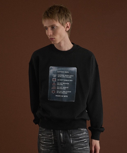 WISH FOR EVER(ウィッシュフォーエバー)の「TAG DESIGN PRINT SHORT SWEAT/ タグデザインプリントショートスウェット(スウェット・メンズ・ブラック/ライトグレー/ネイビー・SMALL/MEDIUM/LARGE)」の13枚目の写真