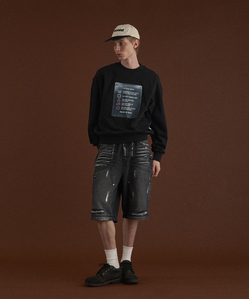 WISH FOR EVER(ウィッシュフォーエバー)の「TAG DESIGN PRINT SHORT SWEAT/ タグデザインプリントショートスウェット(スウェット・メンズ・ブラック/ライトグレー/ネイビー・SMALL/MEDIUM/LARGE)」の16枚目の写真