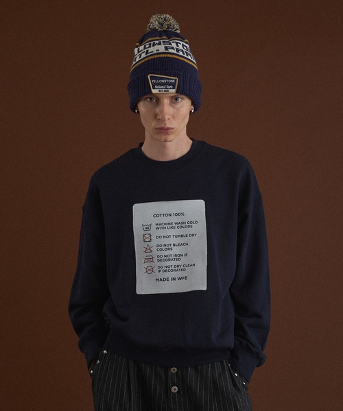 WISH FOR EVER(ウィッシュフォーエバー)の「TAG DESIGN PRINT SHORT SWEAT/ タグデザインプリントショートスウェット(スウェット・メンズ・ブラック/ライトグレー/ネイビー・SMALL/MEDIUM/LARGE)」の6枚目の写真