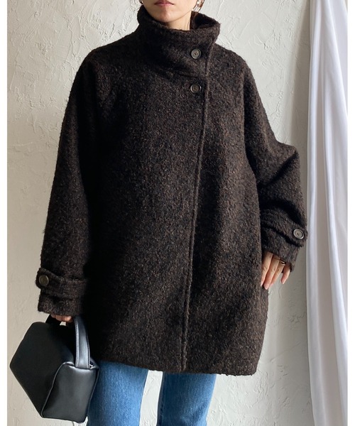 She's Closet(シーズクローゼット)の「フェイクリングウール3WAYミドル丈スタンドカラーステンカラーコート(ステンカラーコート・レディース・グレー系その他/ブラウン系その他/ブラック/ベージュ系その他・FREE)」の5枚目の写真