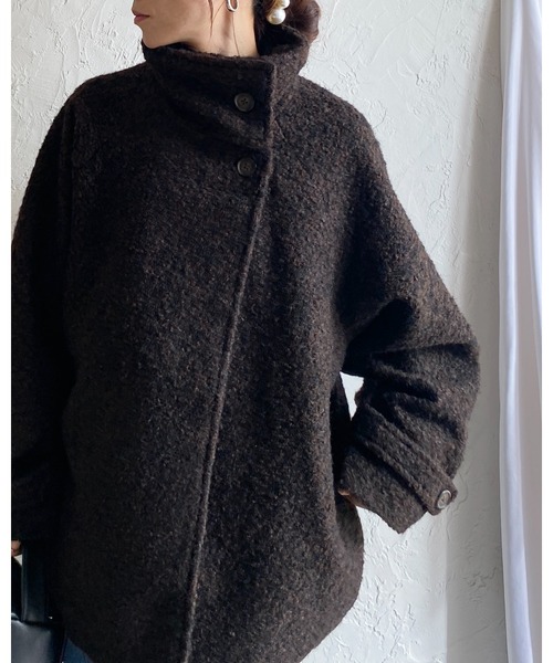 She's Closet(シーズクローゼット)の「フェイクリングウール3WAYミドル丈スタンドカラーステンカラーコート(ステンカラーコート・レディース・グレー系その他/ブラウン系その他/ブラック/ベージュ系その他・FREE)」の6枚目の写真
