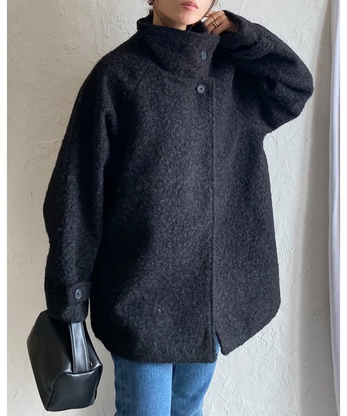 She's Closet(シーズクローゼット)の「フェイクリングウール3WAYミドル丈スタンドカラーステンカラーコート(ステンカラーコート・レディース・グレー系その他/ブラウン系その他/ブラック/ベージュ系その他・FREE)」の8枚目の写真